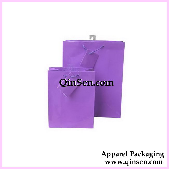 Matte Finish Purple Solid Color Paper Shopping bag-AB00078