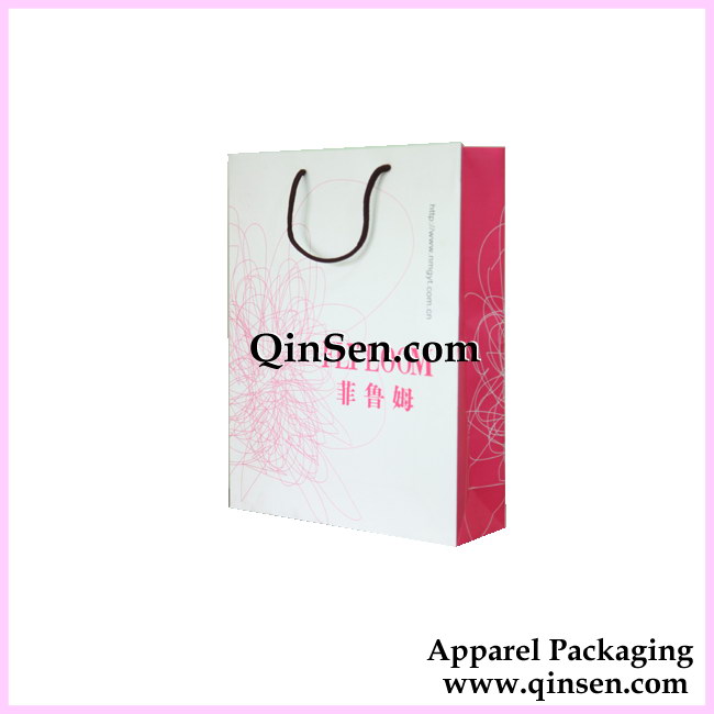 White Paper Laminated Shopping Bag with Custom Logo-AB00354