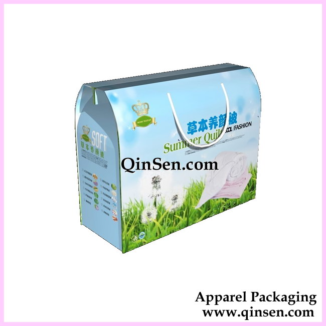 Custom Corrugated Textile Packaing box with rope handle-GCP0067