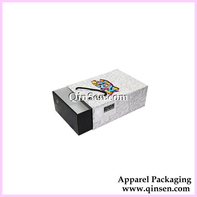 Customized High-grade Fashion Logo Drawer Style Shoe Box with handle