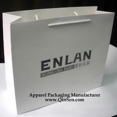 White Shopping Bag with Black Color Printing Logo