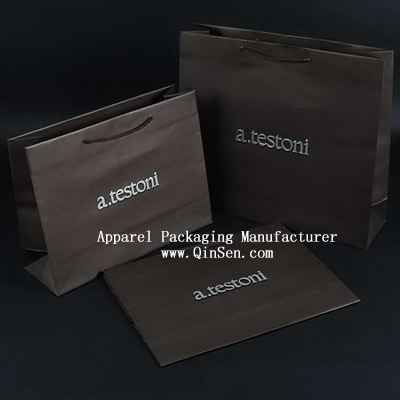 Classic Black color paper Shopping bag with white logo