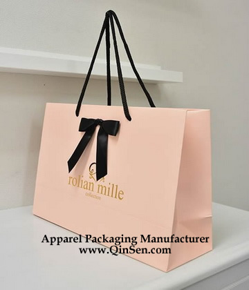 Luxury Paper Bag with hotstamped logo and ribbon bow