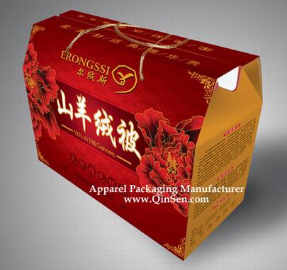 Fabric Silk Quilt Packing Box with Rope Handle Design