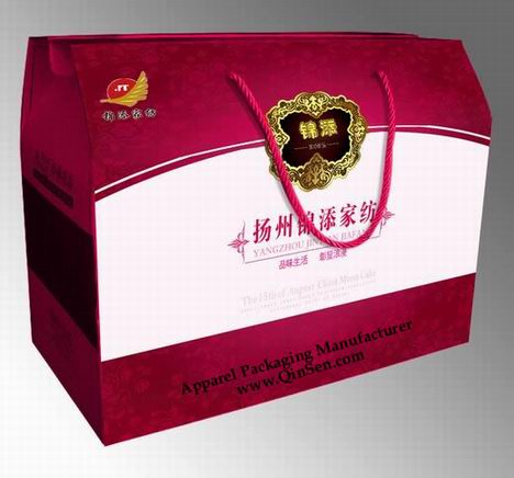 Corrugated handle box with Customized artwork for Home Textile Storage