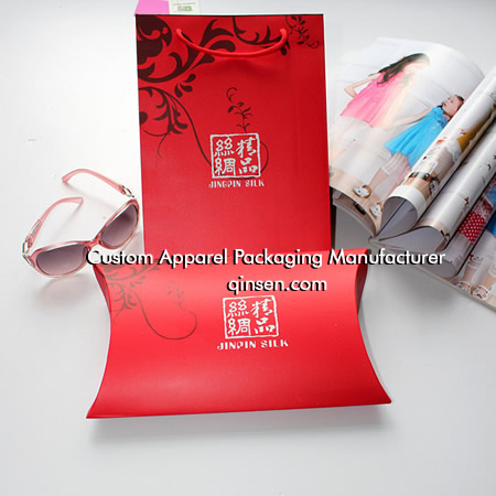 delicate Red silk scarf gift box with  gift tote bag