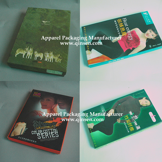Rigid Apparel box with various custom brand artwork