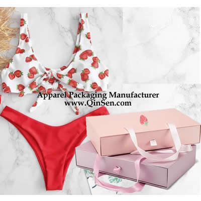 Portable Folding Box with Handle with strawberry design for Bikini,swimwear,swimsuit
