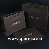 Shopping Bag PAX00003<br>Item:Classic Black color paper Shopping bag with white logo  Eco white kraft paper printing Black color ,black rope Please note that this photo shown ...