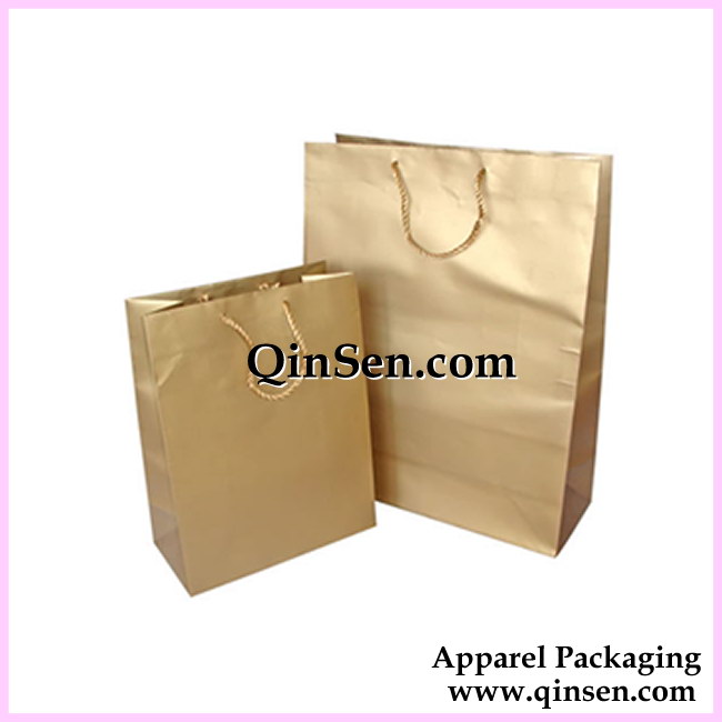 Metallic Solid Color Paper Bag with golden Rope for shopping-AB00009