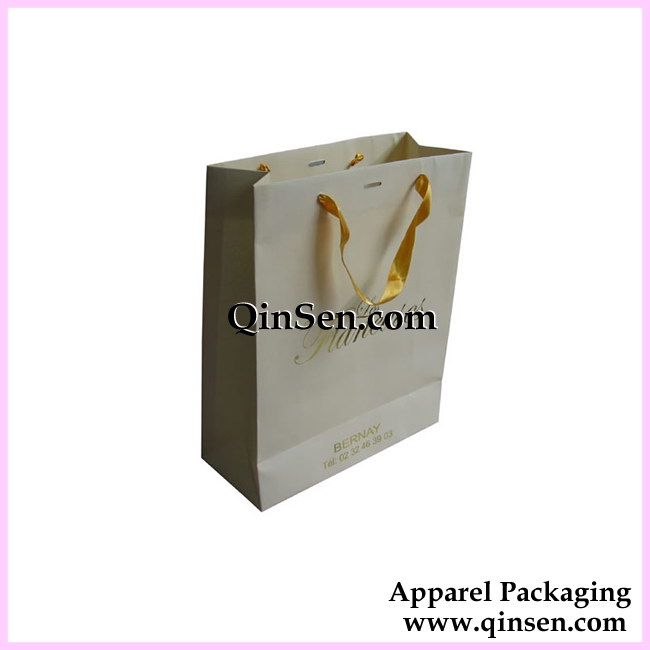 Luxury Paper Bag with Custom Golden Logo & Gloden Ribbon-AB00054