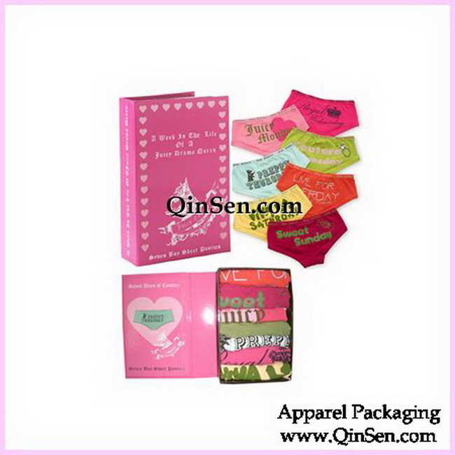 Book Style Underwear Box with Brand -Rigid Cardboard Box-GX00119