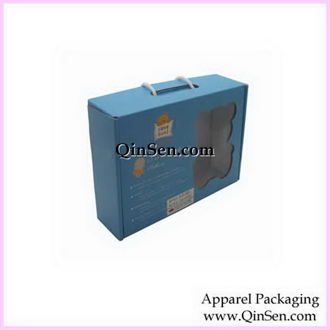 Corrugated Paper Box with Pvc window & Handle for Apperal-GX00594