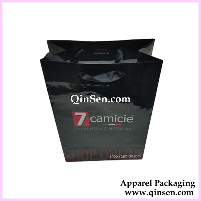 Exquisite Paper Shopping Bag with Custom Printed Brand and ribbon hand