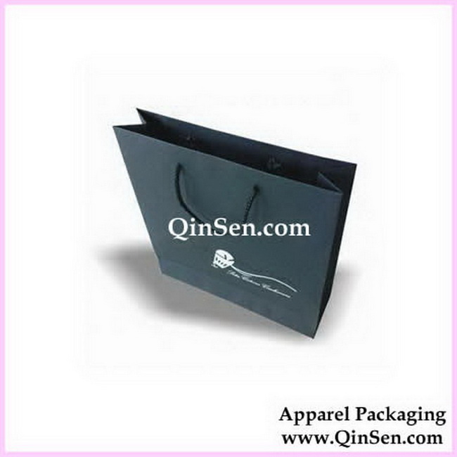 Black Paper Shopper with white Artwork-AB00063