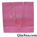 Pink Solid Paper Matte bag with Custom design & Silver Logo