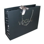 Luxury Paper Branded Gift Bag with Ribbon Handle /Silver Hot Stamped Logo