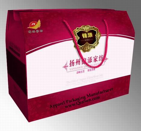 Corrugated handle box with Customized artwork for Home Textile Storage