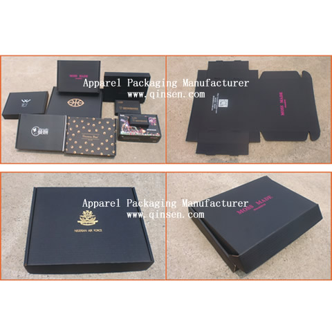 Black Box with Hot stamped Logo for Clothing Packaging