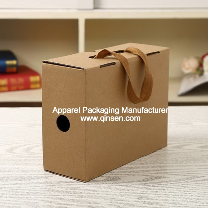 Fancy customized kraft shoe packaging box with handle